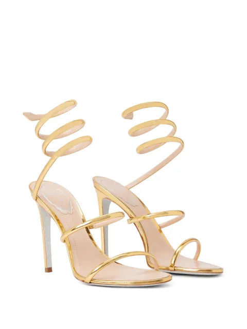 René Caovilla Cleo metallic dark gold mirror calf sandals