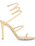 René Caovilla Cleo metallic dark gold mirror calf sandals