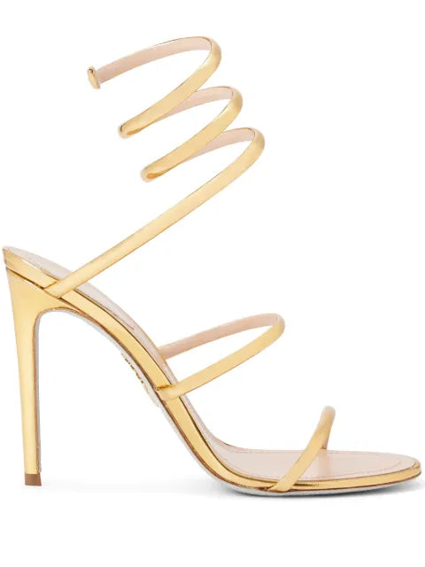 René Caovilla Cleo metallic dark gold mirror calf sandals