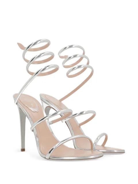René Caovilla Cleo metallic silver sandals 105