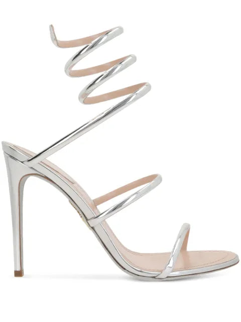 René Caovilla Cleo metallic silver sandals 105