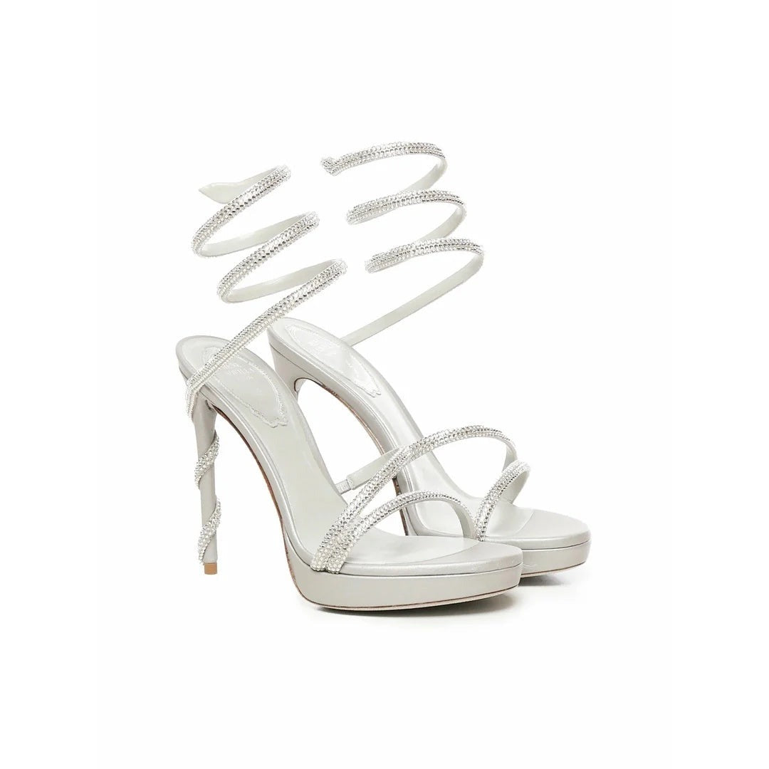René Caovilla Margot Platform Sandal With Butterflies 120 - Silver (no butterflies)