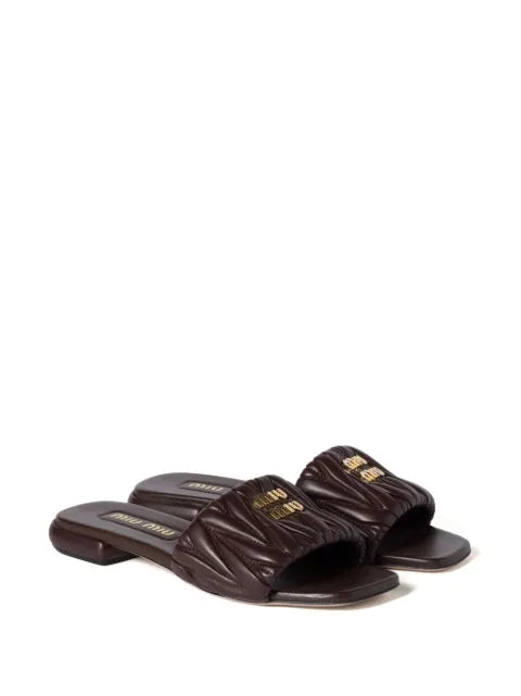 Miu Miu Matelassé logo-plaque sandals