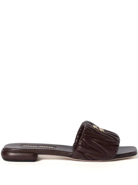 Miu Miu Matelassé logo-plaque sandals