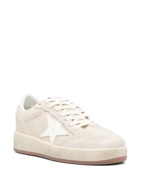 Golden Goose Ball Star in beige suede with white leather star and heels tab