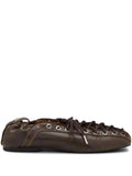 GANNI lace-up leather ballerina shoes