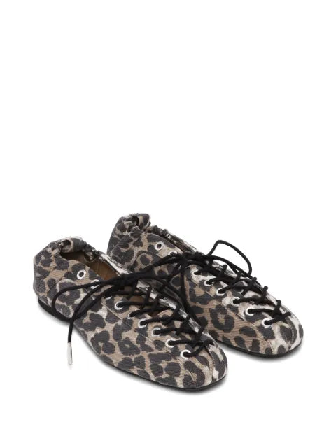 GANNI leopard-print denim ballet flats