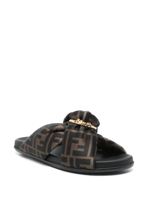 FENDI feel FF satin slides