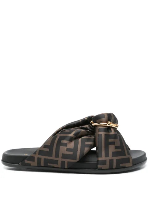 FENDI feel FF satin slides