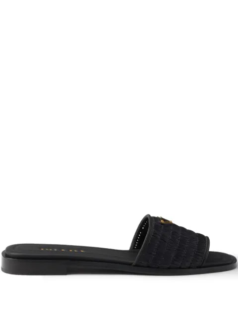 Prada leather slides with crochet details