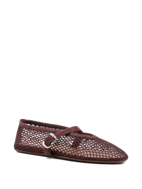 Alaïa fishnet buckle-strap ballet flats