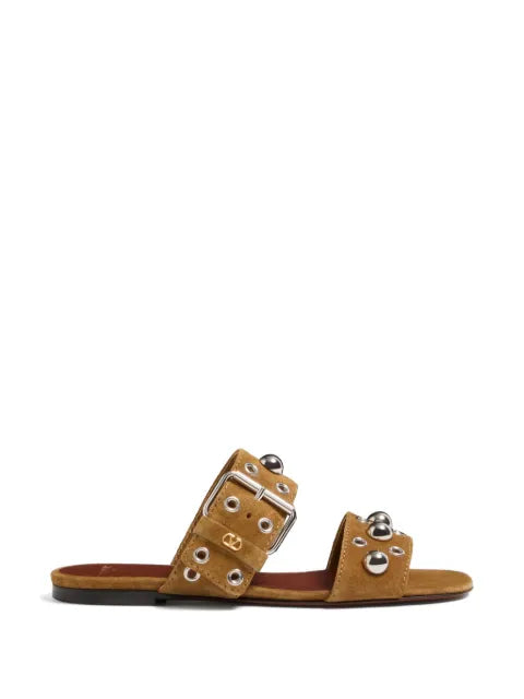 Valentino Garavani Nellcôte crust leather slide sandal