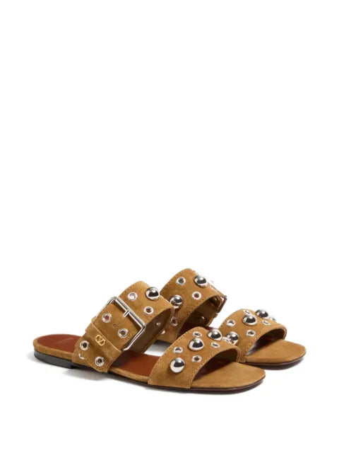 Valentino Garavani Nellcôte crust leather slide sandal