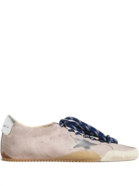 Golden Goose True-Star trainers in pastel pink suede with silver star and heels tab