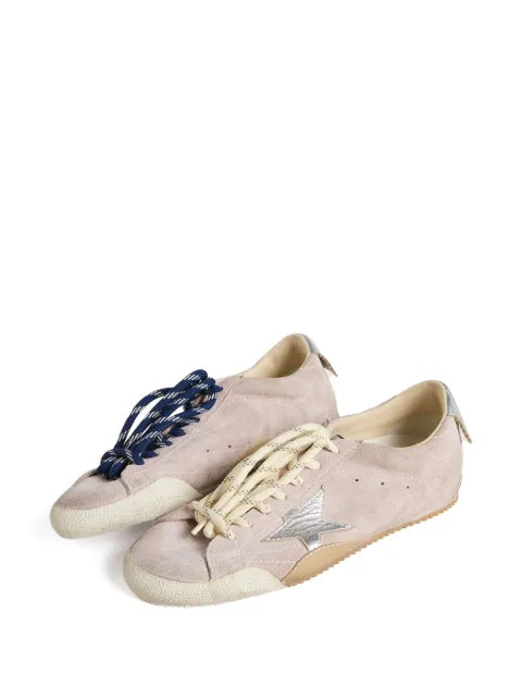 Golden Goose True-Star trainers in pastel pink suede with silver star and heels tab
