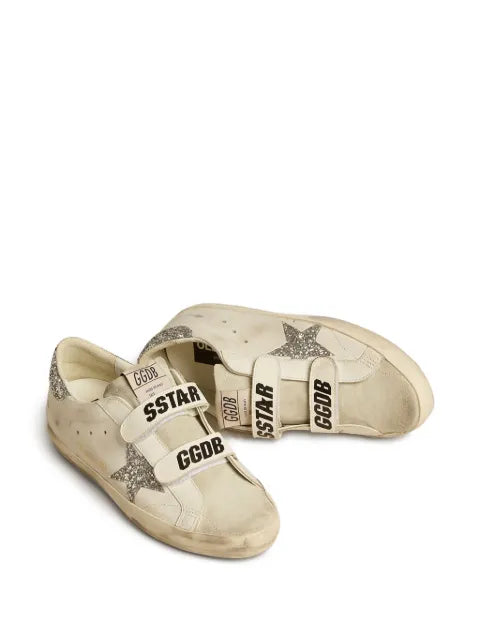 Golden Goose Old School trainers with silver glitter star and ice-gray suede tongue