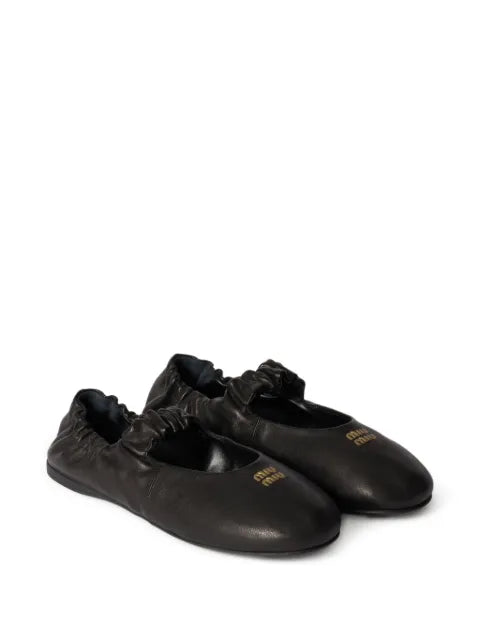 Miu Miu ruches nappa leather ballerinas