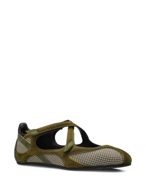 The Attico Floor01 suede-details ballet flats