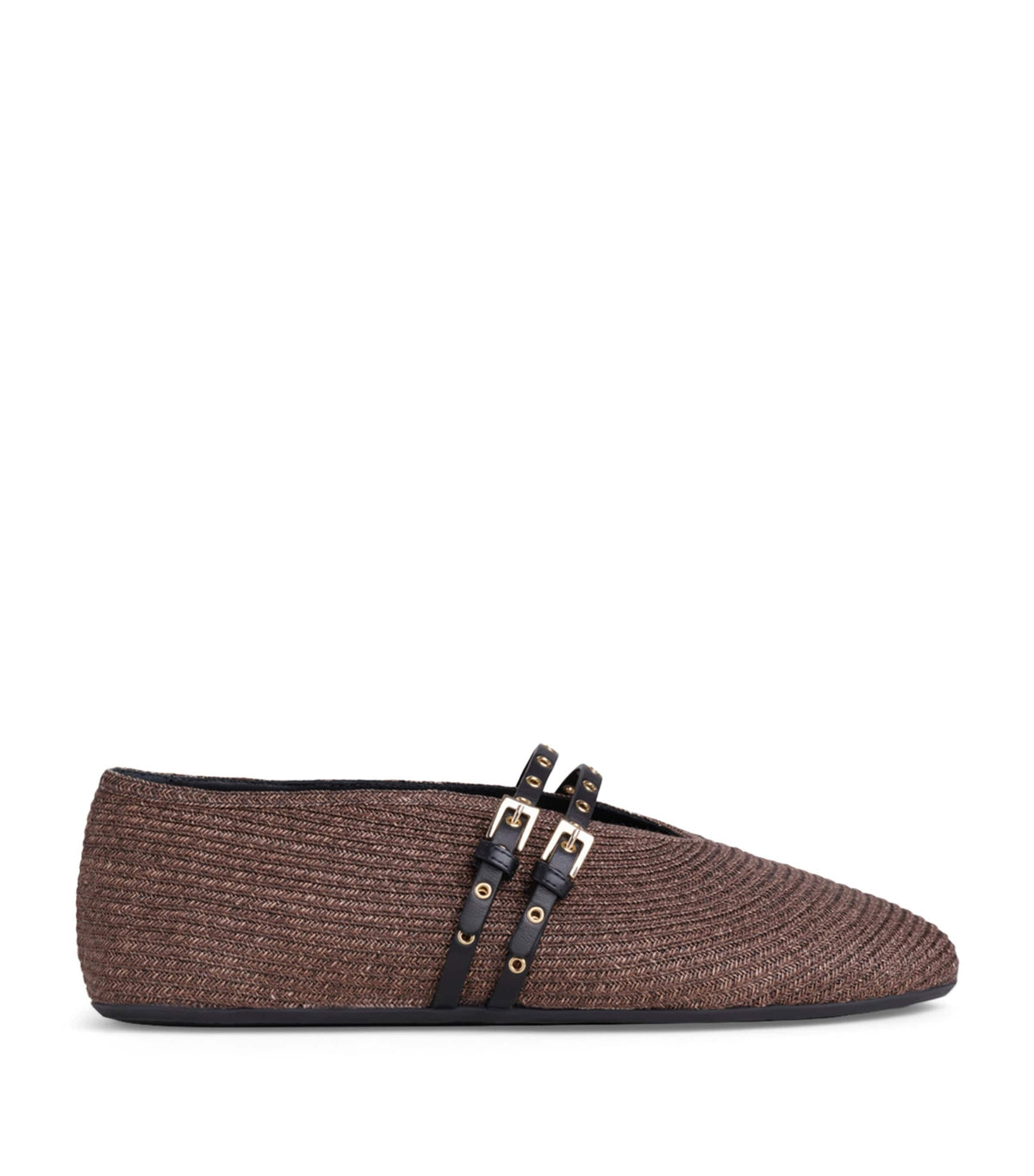Alaïa Raffia-Leather Ballet Flats