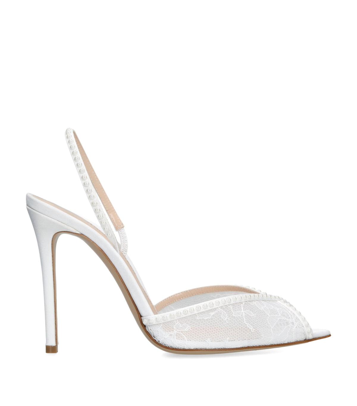 Andrea Wazen Embellished Lace Katy Slingback Heels 105