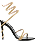 René Caovilla Margot black and gold sandals