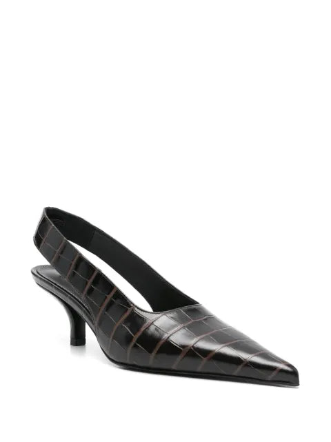 TOTEME classic croco-embossed slingbacks