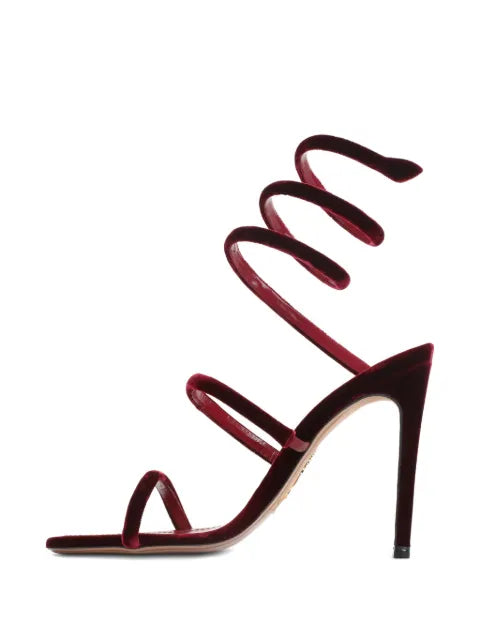 René Caovilla Cleo Ruby velvet sandals 105