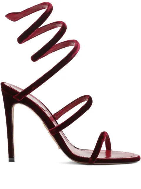 René Caovilla Cleo Ruby velvet sandals 105