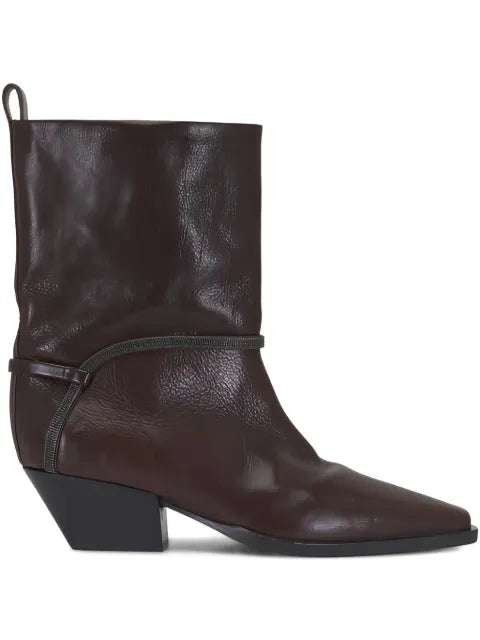 Brunello Cucinelli leather cowboy boots