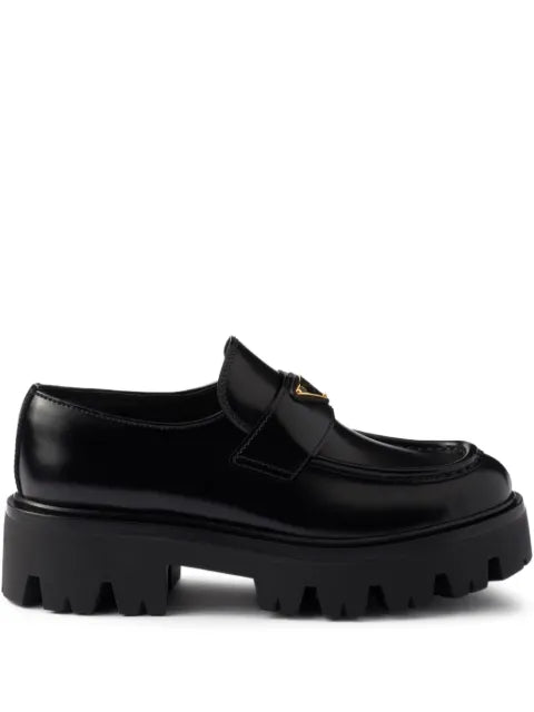 Prada brushed leather loafers