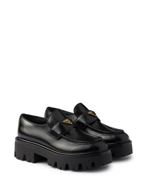 Prada brushed leather loafers