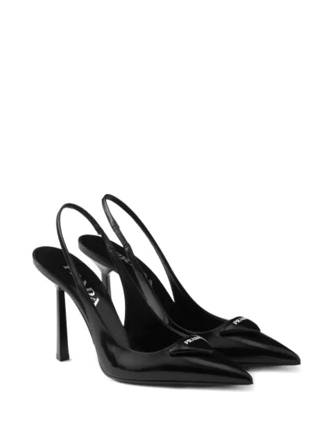 Prada brushed leather slingback pumps