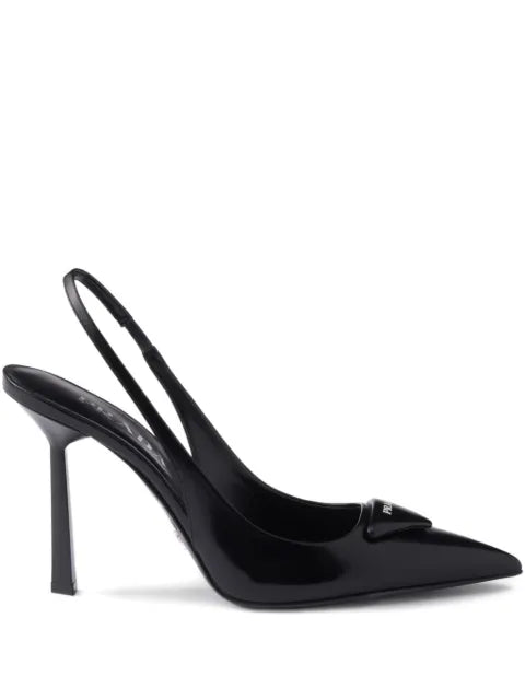 Prada brushed leather slingback pumps
