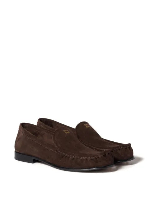 Miu Miu logo-print suede loafers