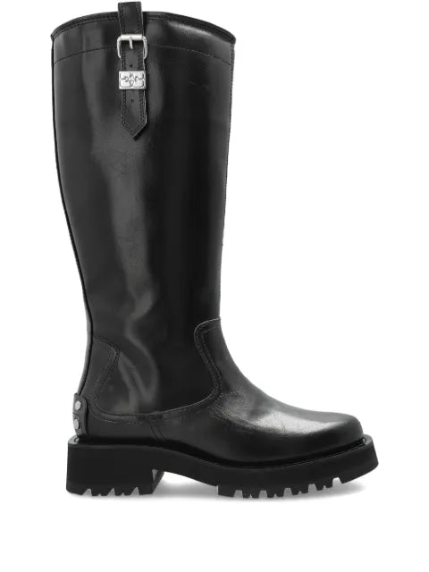 GANNI buckle-detail zipped knee-high boots
