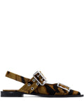 GANNI buckle-detail zebra-print mules