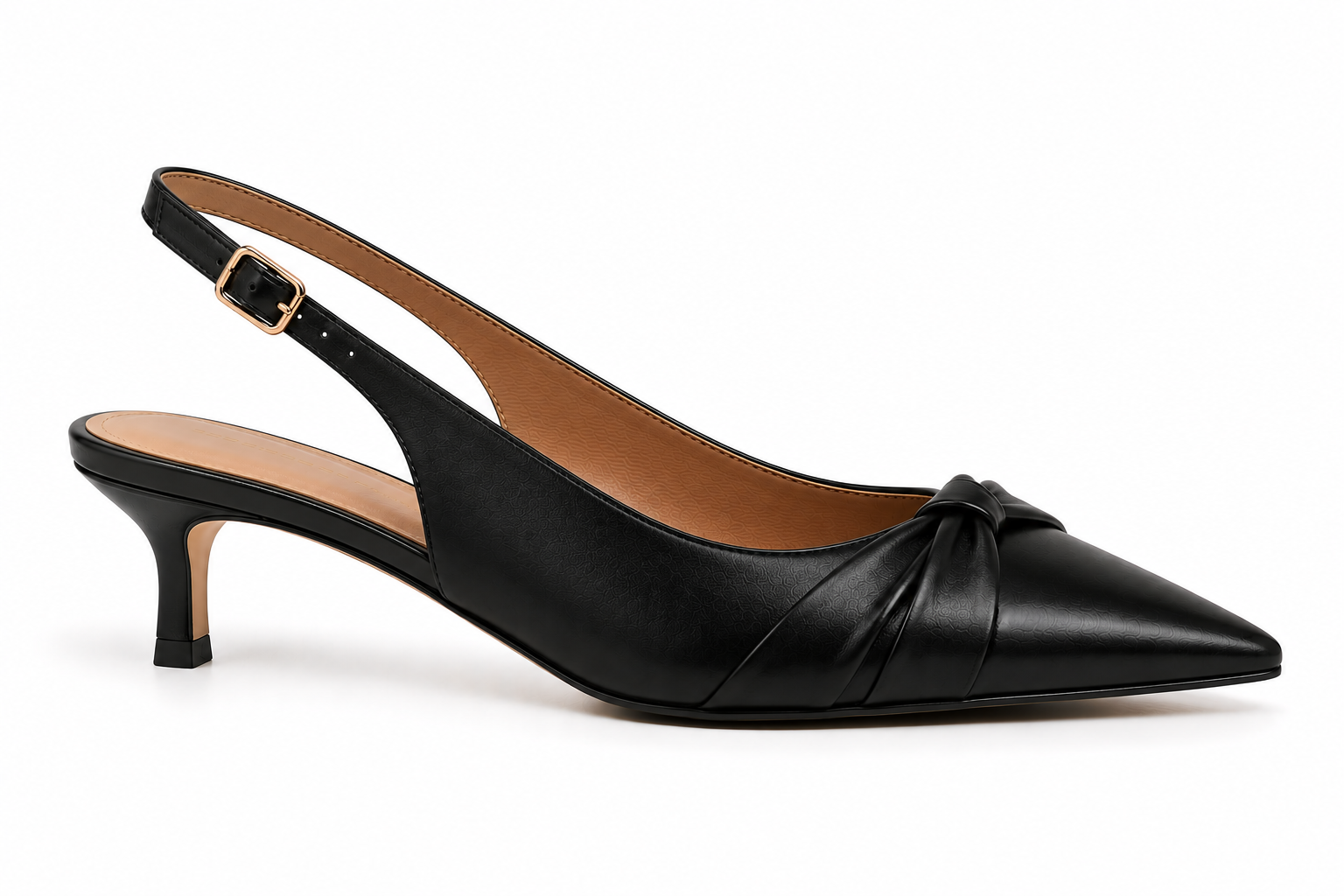 CASSIELA BLACK GOLD TIE KITTEN HEEL