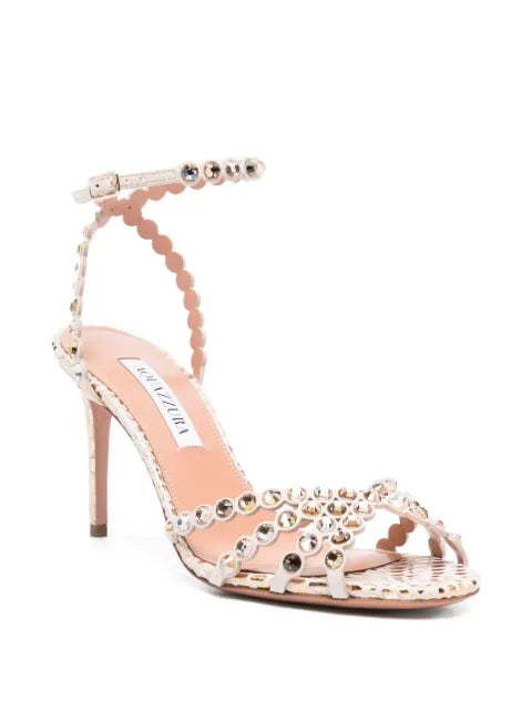 Aquazzura 90mm Tequila embellished scalloped-edge sandals