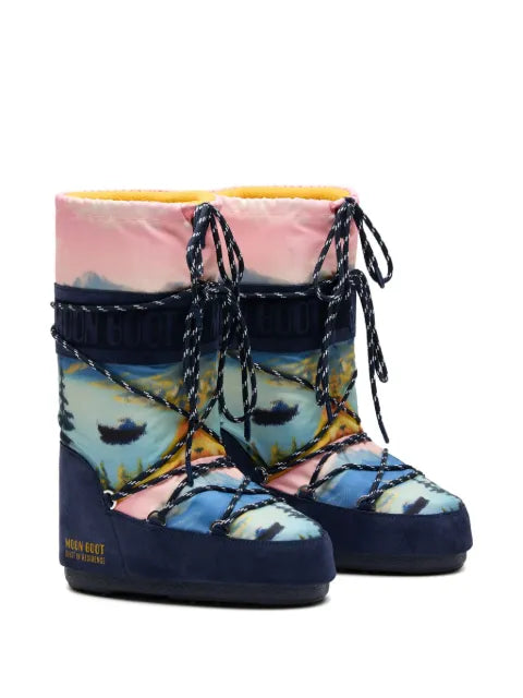 Moon Boot x Guest In Residence Icon landscape-print lace-up boots