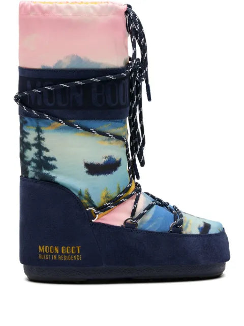 Moon Boot x Guest In Residence Icon landscape-print lace-up boots