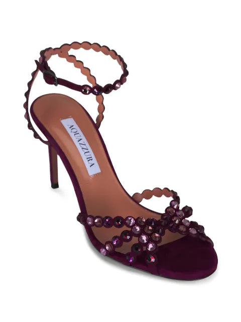 Aquazzura 90mm embellished scalloped-edges heeled sandals