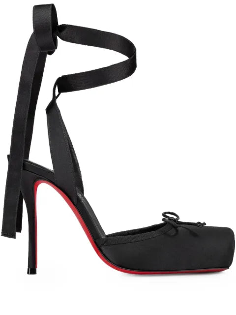 Christian Louboutin Cassia Lace Up 100mm strappy pumps in crepe satin