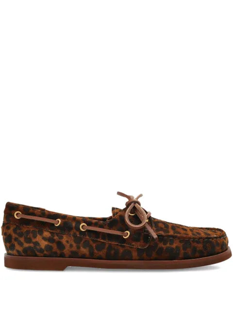 Gianvito Rossi Vandée leopard print lace-up boat shoes