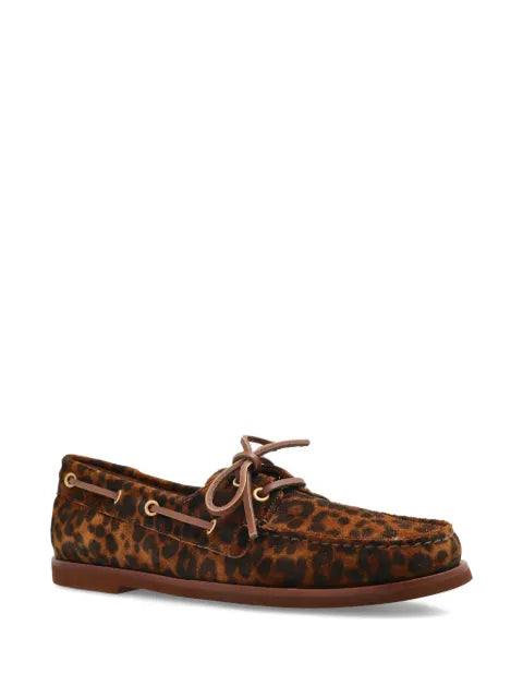 Gianvito Rossi Vandée leopard print lace-up boat shoes