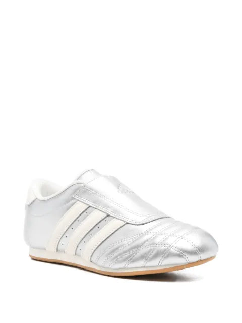 adidas three-stripe metallic-leather sneakers