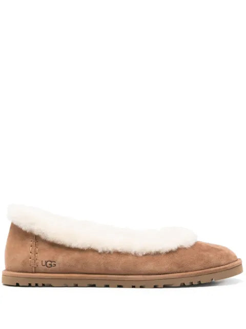 UGG shearling-trim suede ballet flats