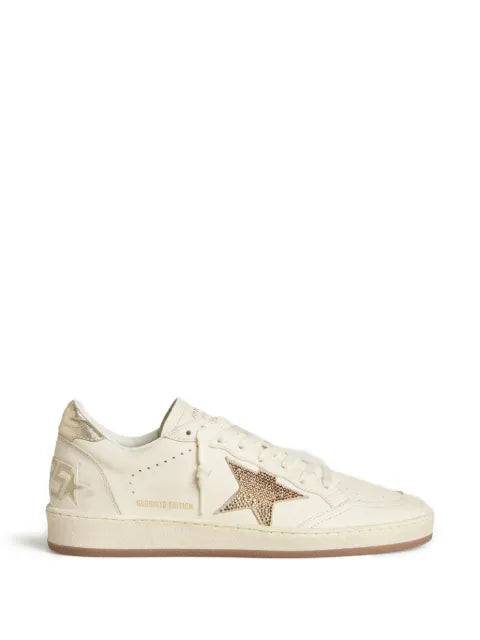 Golden Goose Ball Star trainers in white leather with crystal star and metallic heels tab