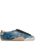 Golden Goose True-Star trainers in teal suede with black star and cream heels tab
