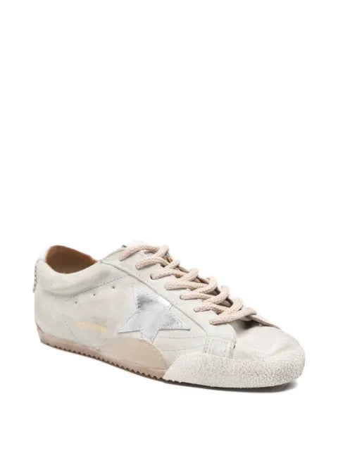Golden Goose True-Star trainers in light gray suede with metallic silver star and heels tab