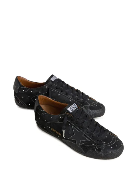 Golden Goose True-Star trainers in black suede with Swarovski crystals and black leather star